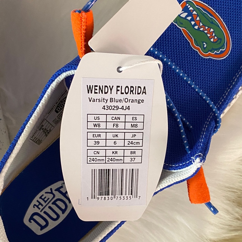 Hey Dude WOMENS Florida gators Blue and Orange Shoes size W8 - Picture 9 of 11